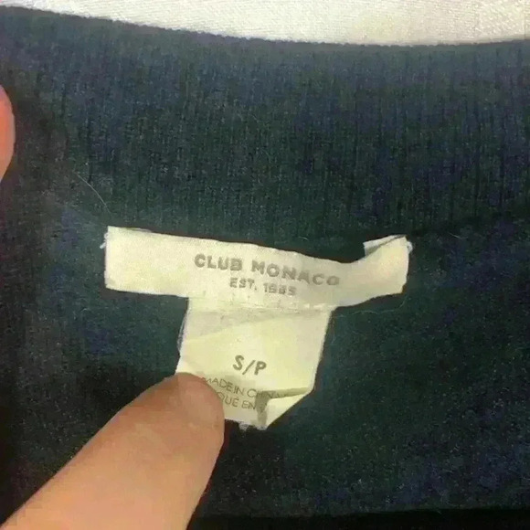 Club Monaco Navy Blue/Black Women's Size: S 100% Wool Long Sleeve Sweater - Picture 5 of 6